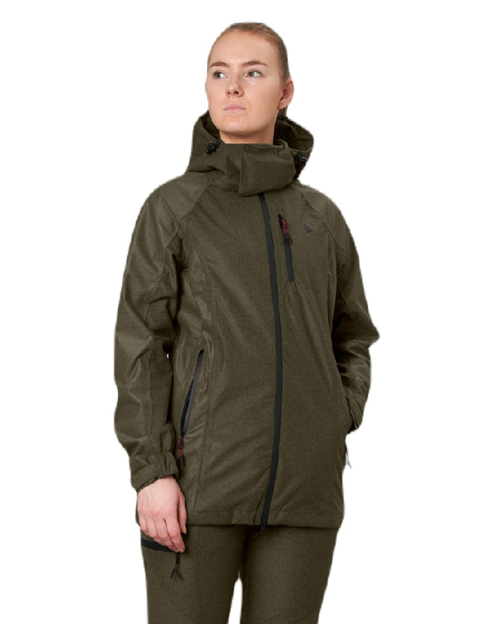 Pine Green Melange Coloured Seeland Womens Avail Jacket on white background #colour_pine-green-melange