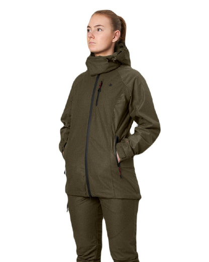 Pine Green Melange Coloured Seeland Womens Avail Jacket on white background #colour_pine-green-melange
