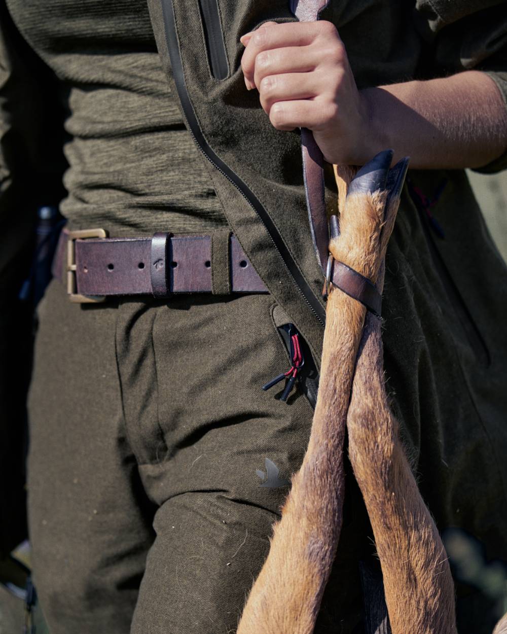 Pine Green Melange Coloured Seeland Womens Avail Trousers on forest background #colour_pine-green-melange