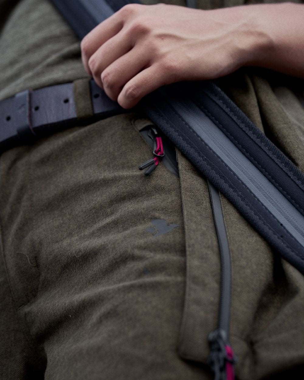 Pine Green Melange Coloured Seeland Womens Avail Trousers on forest background #colour_pine-green-melange