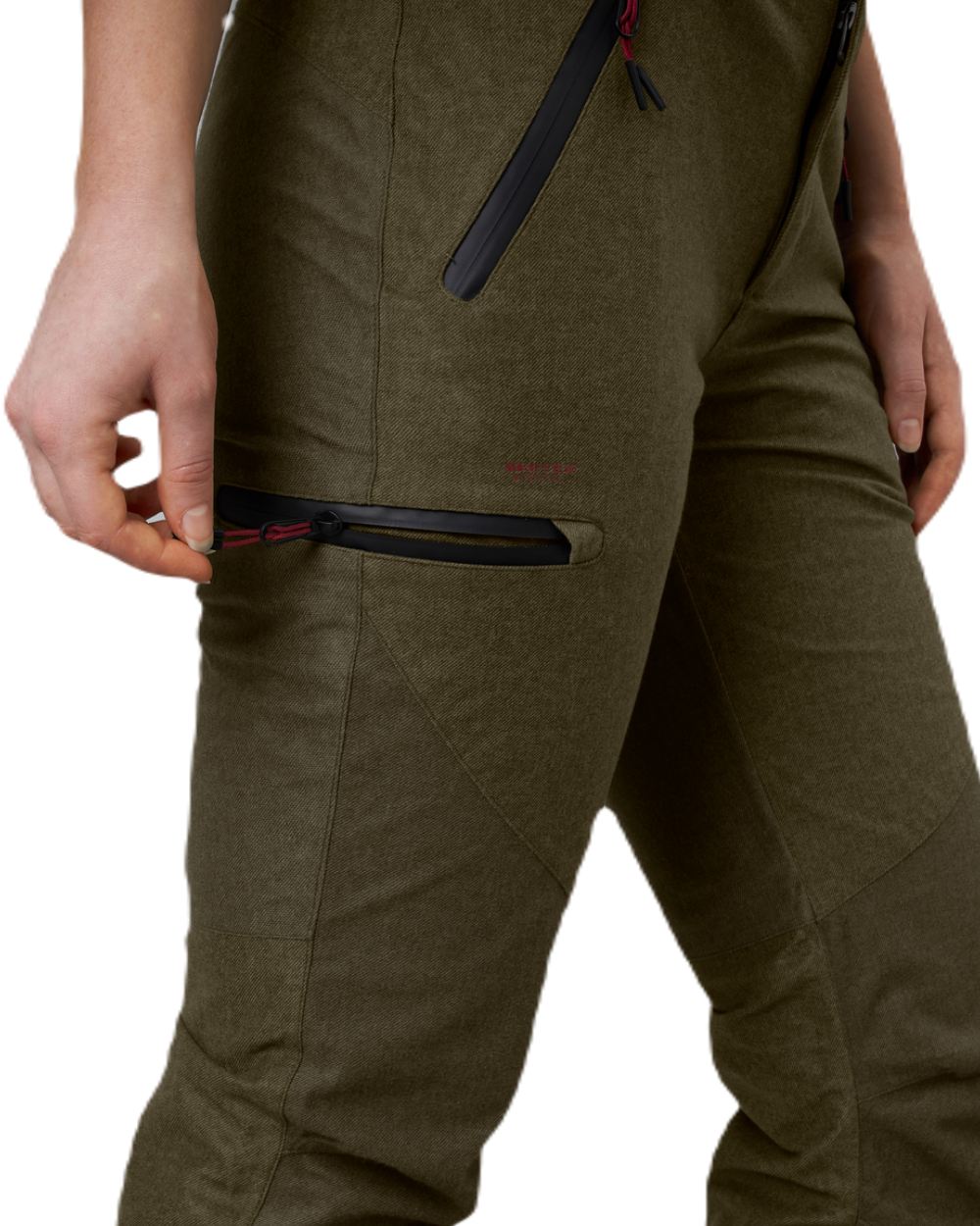 Pine Green Melange Coloured Seeland Womens Avail Trousers on white background #colour_pine-green-melange