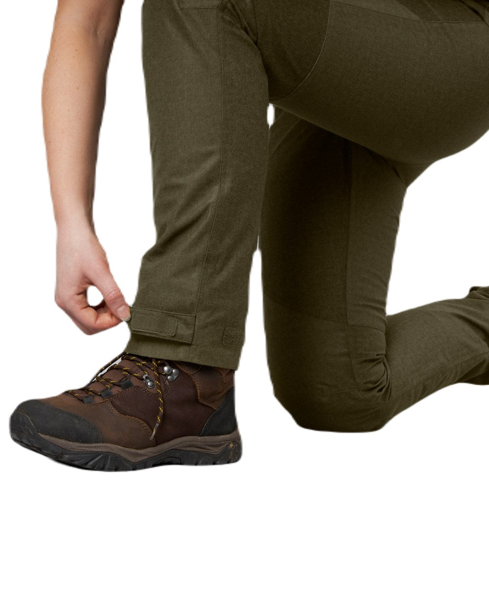 Pine Green Melange Coloured Seeland Womens Avail Trousers on white background #colour_pine-green-melange