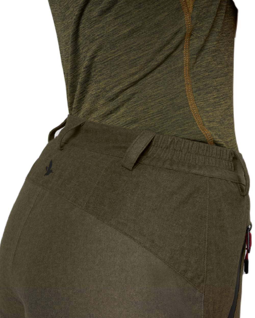 Pine Green Melange Coloured Seeland Womens Avail Trousers on white background #colour_pine-green-melange