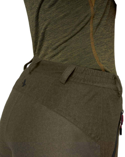 Pine Green Melange Coloured Seeland Womens Avail Trousers on white background #colour_pine-green-melange