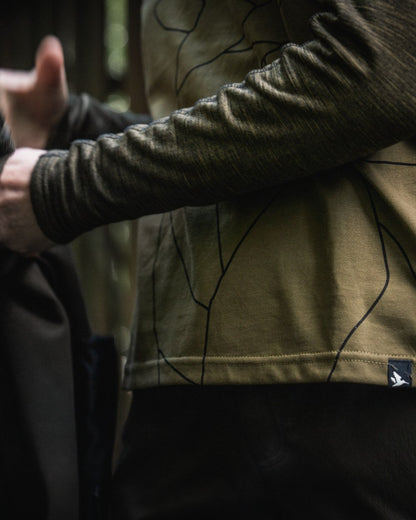 Military Olive Coloured Seeland Womens Deer On Line T-Shirt on outdoor background #colour_military-olive