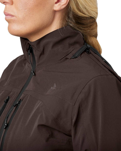 Dark Brown Coloured Seeland Womens Dog Active Jacket on white background #colour_dark-brown