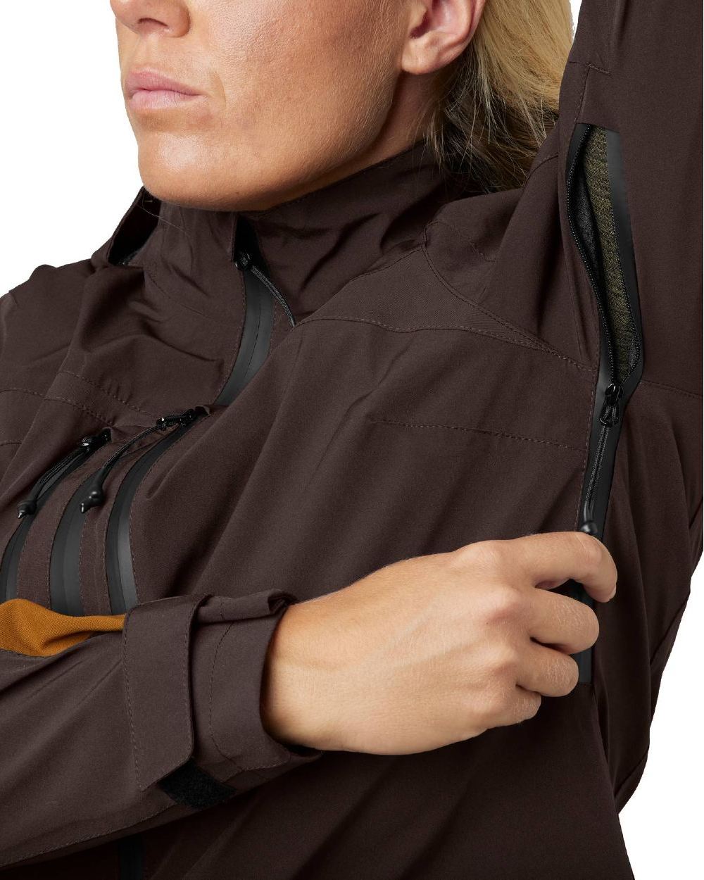 Dark Brown Coloured Seeland Womens Dog Active Jacket on white background #colour_dark-brown