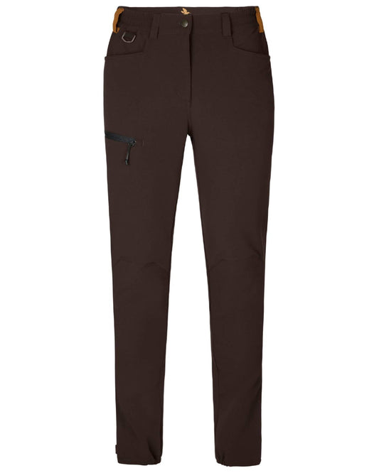 Dark Brown Coloured Seeland Womens Dog Active Trousers on white background #colour_dark-brown