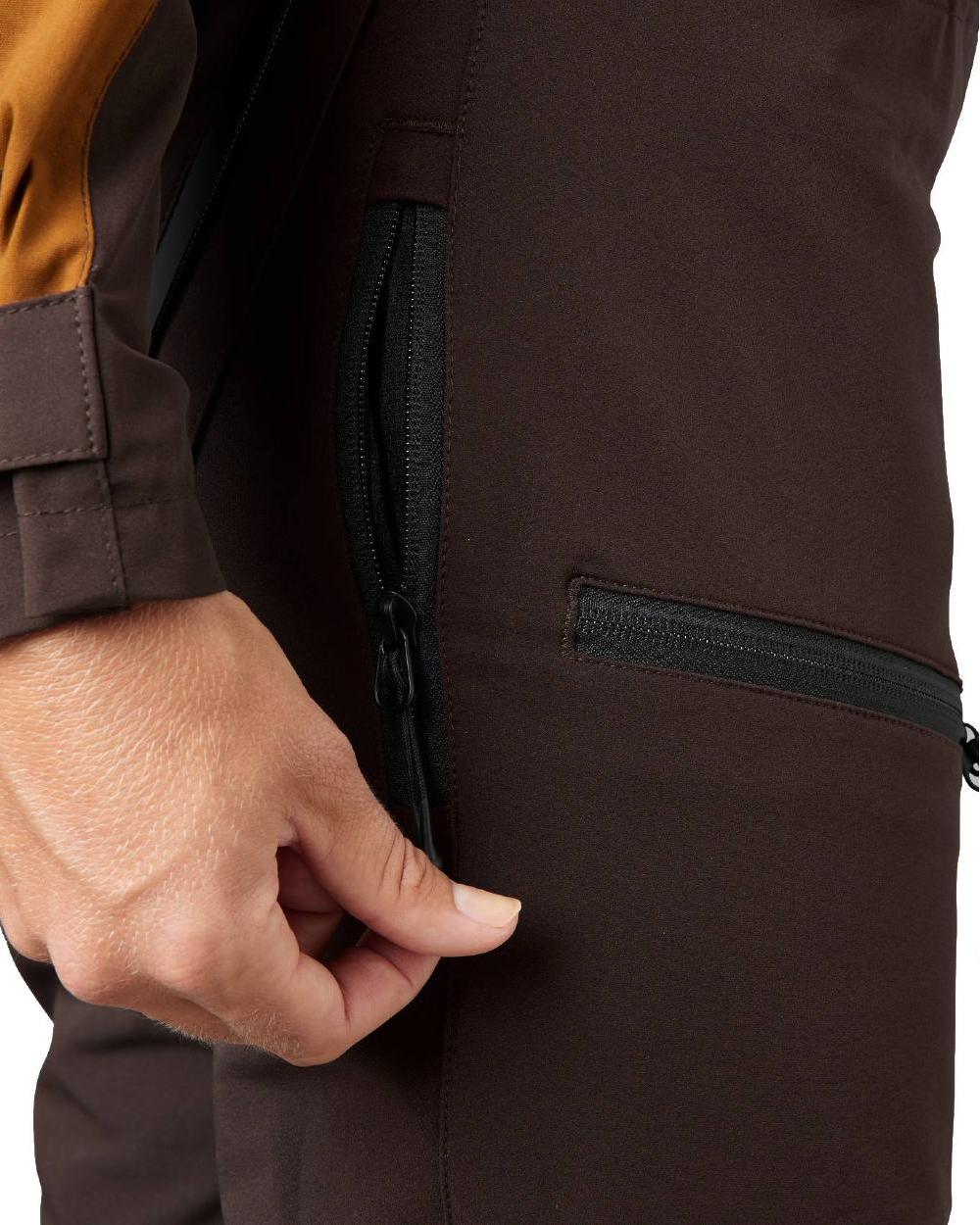 Dark Brown Coloured Seeland Womens Dog Active Trousers on white background #colour_dark-brown