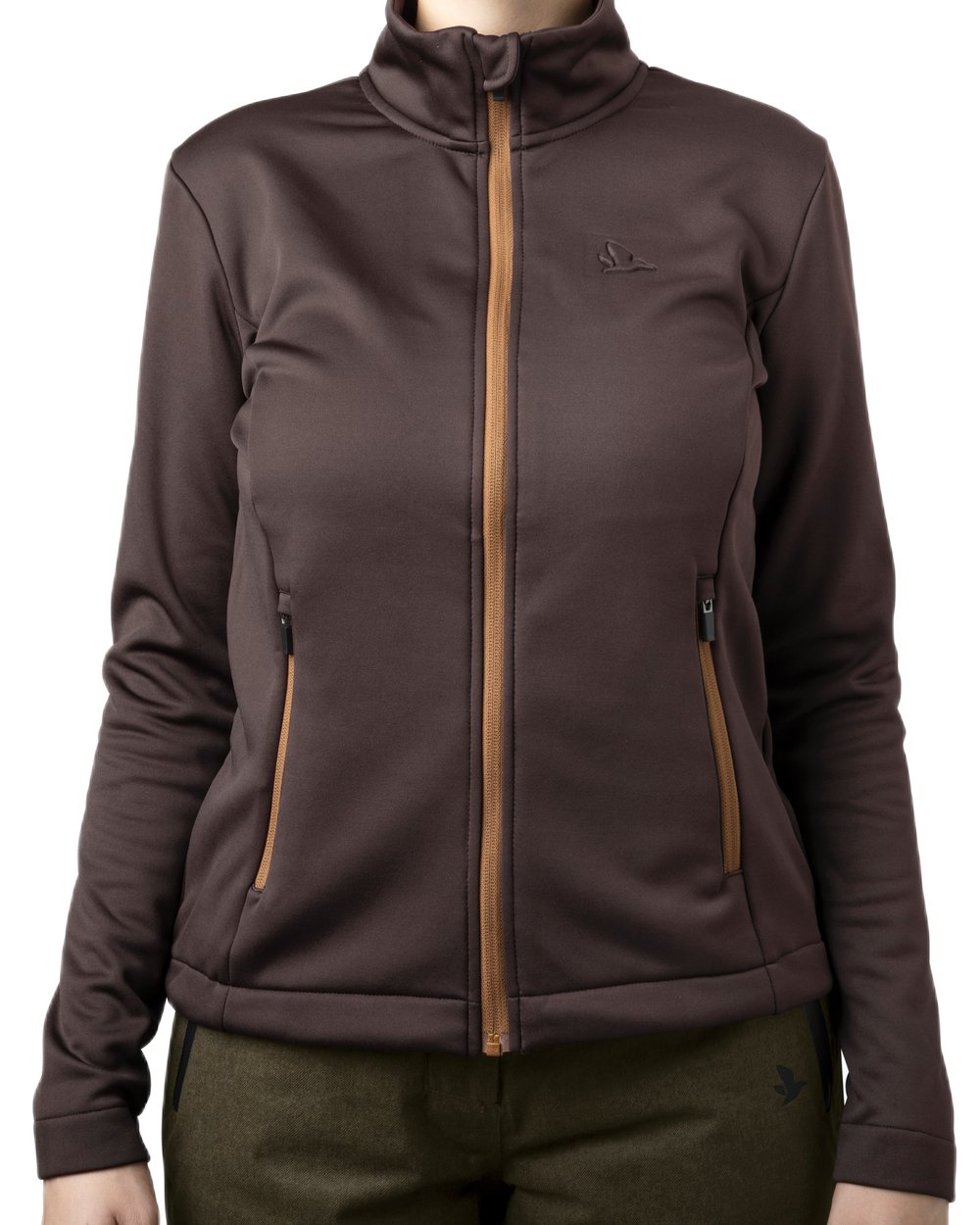 Dark Brown Coloured Seeland Womens Emily Fleece on white background #colour_dark-brown