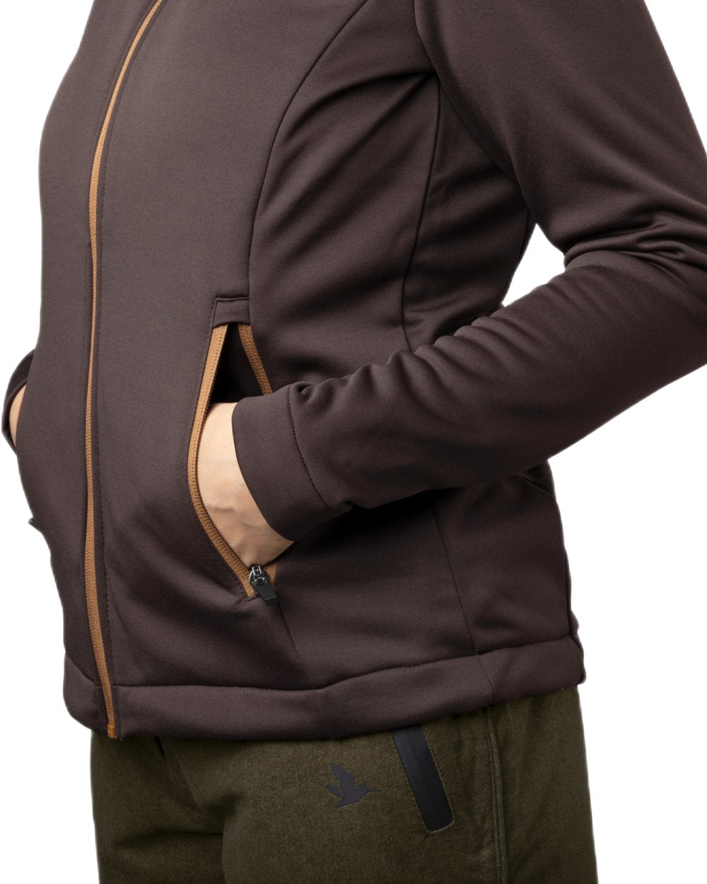 Dark Brown Coloured Seeland Womens Emily Fleece on white background #colour_dark-brown