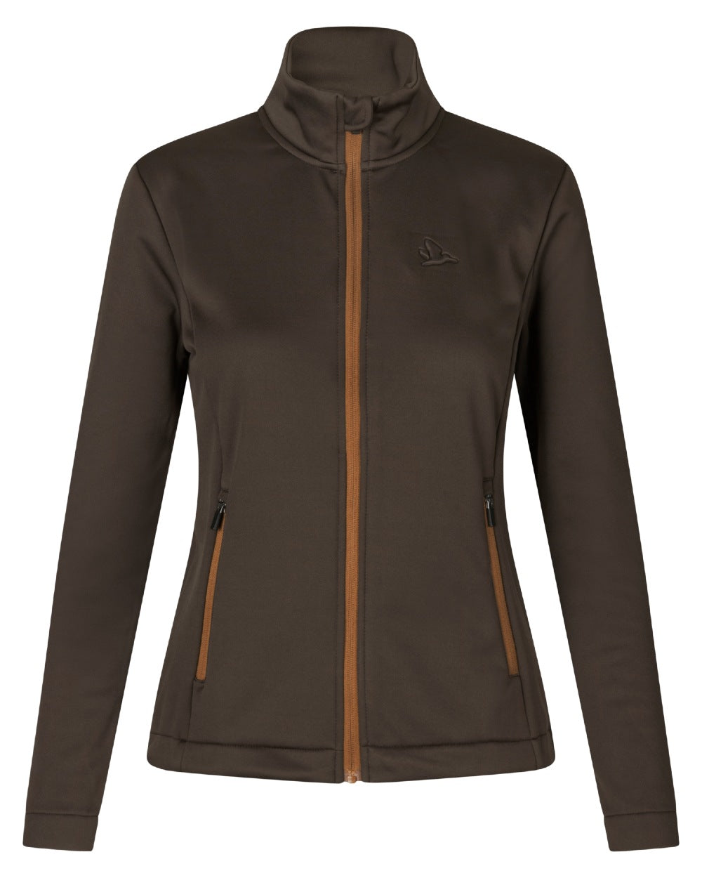 Dark Brown Coloured Seeland Womens Emily Fleece on white background #colour_dark-brown