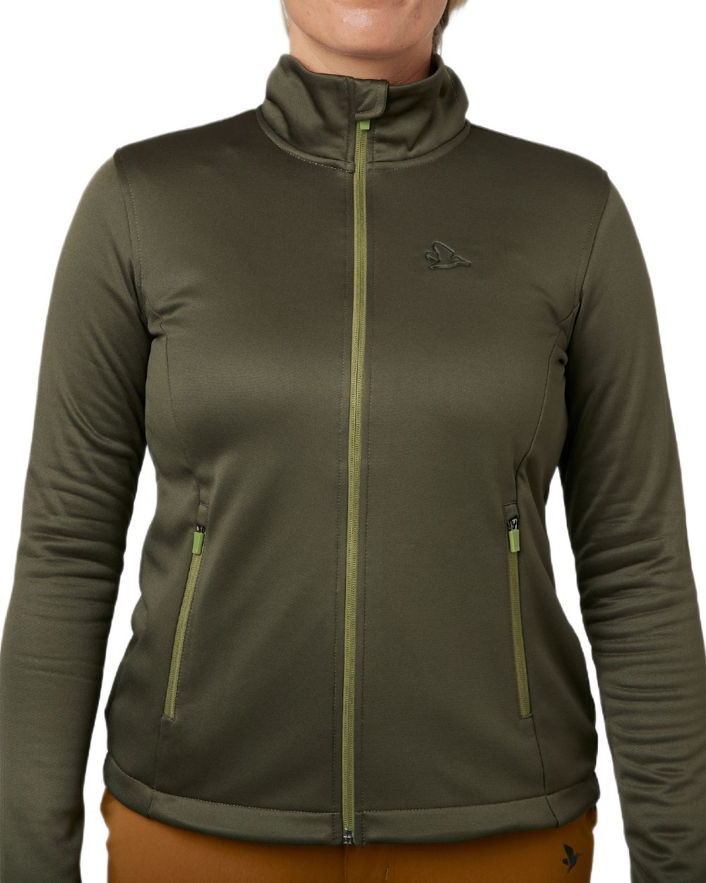 Pine Green Coloured Seeland Womens Emily Fleece on white background #colour_pine-green