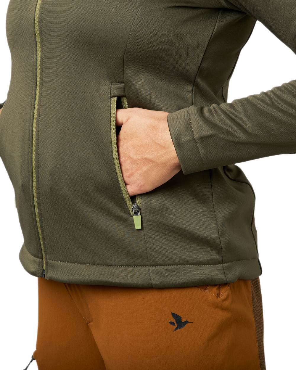 Pine Green Coloured Seeland Womens Emily Fleece on white background #colour_pine-green