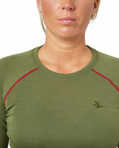 Capulet Olive Coloured Seeland Womens Hawker Base Layer on white background #colour_capulet-olive