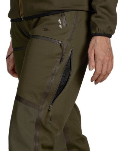 Pine Green Coloured Seeland Womens Hawker Waterproof Advance Trousers on White background #colour_pine-green