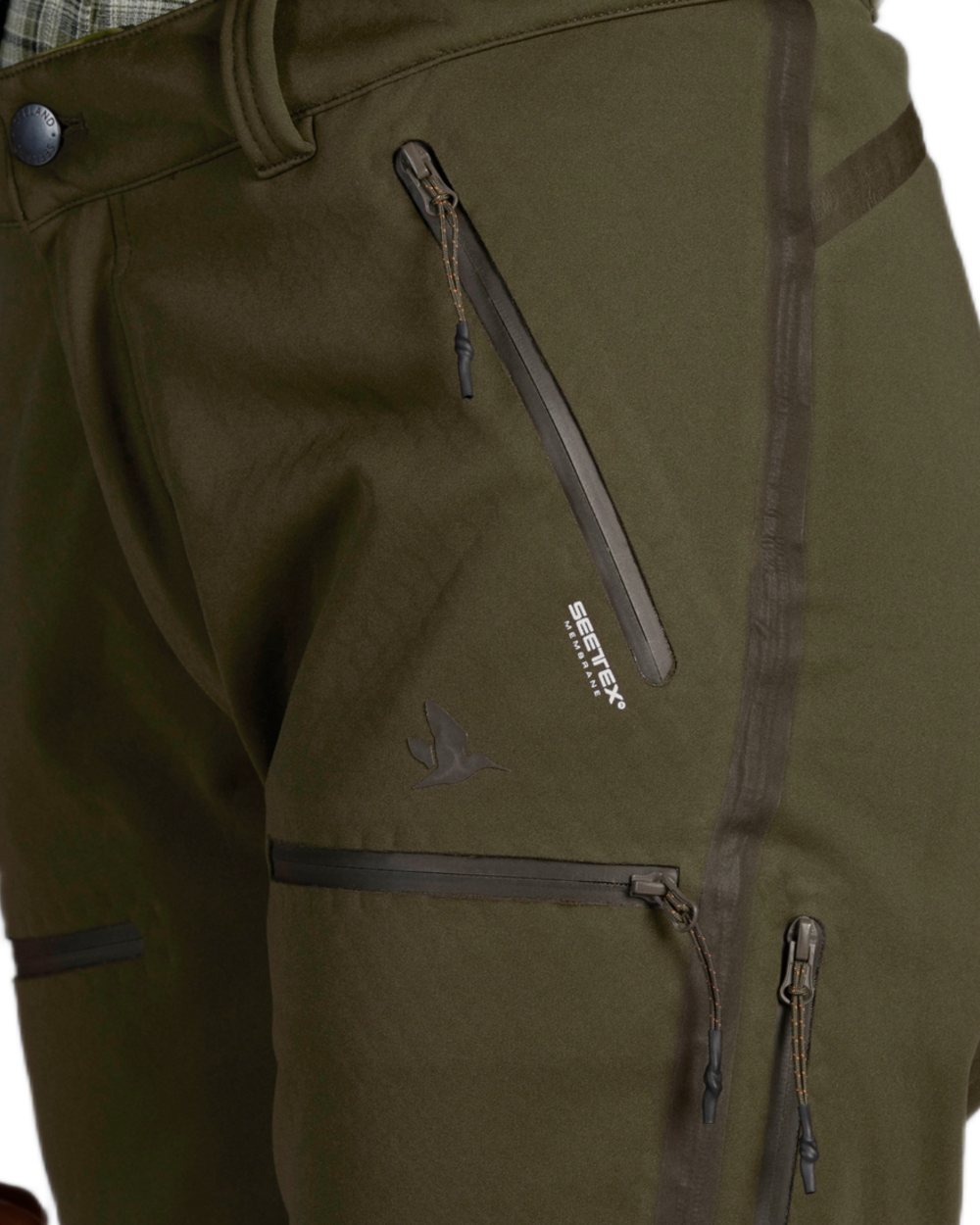 Pine Green Coloured Seeland Womens Hawker Waterproof Advance Trousers on White background #colour_pine-green