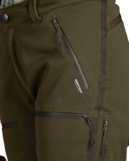 Pine Green Coloured Seeland Womens Hawker Waterproof Advance Trousers on White background #colour_pine-green