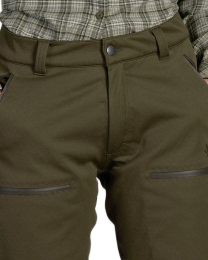 Pine Green Coloured Seeland Womens Hawker Waterproof Advance Trousers on White background #colour_pine-green