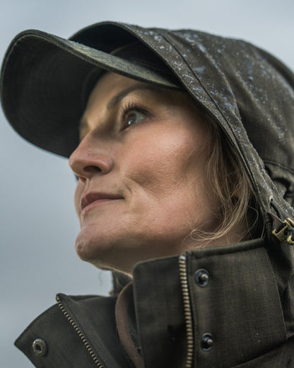 Light Pine Coloured Seeland Womens Highpoint Harriet Jacket on outdoor background #colour_light-pine