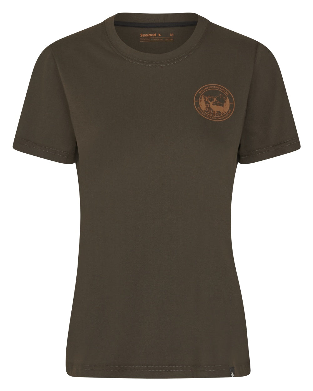Pine Green Coloured Seeland Womens Hunting Heritage T-Shirt on white background #colour_pine-green
