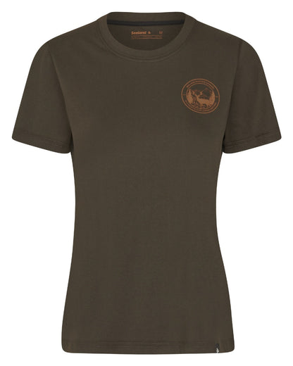 Pine Green Coloured Seeland Womens Hunting Heritage T-Shirt on white background #colour_pine-green