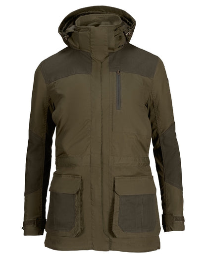 Pine Green Coloured Seeland Womens Key-Point Wax Jacket on white background #colour_pine-green