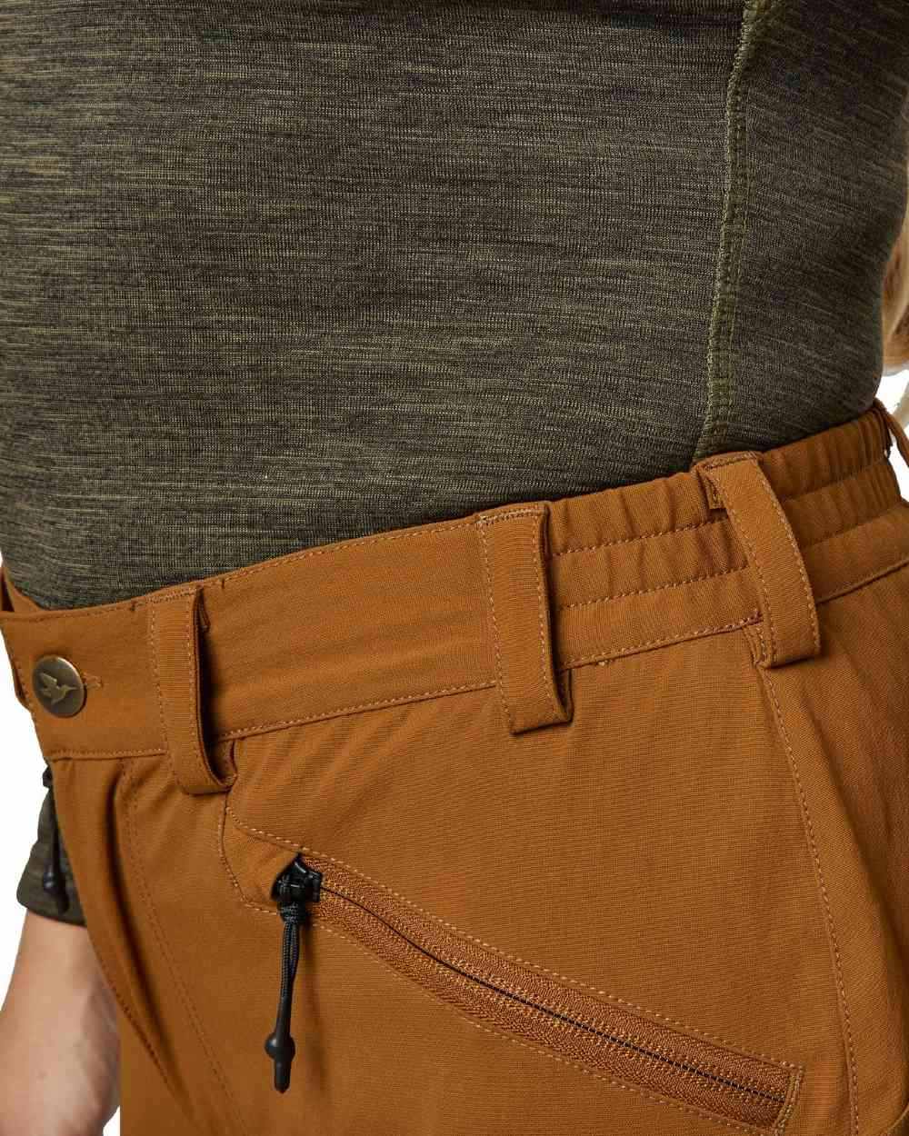 Burnt Clay coloured Seeland Womens Larch Membrane Trousers on White background #colour_burnt-clay