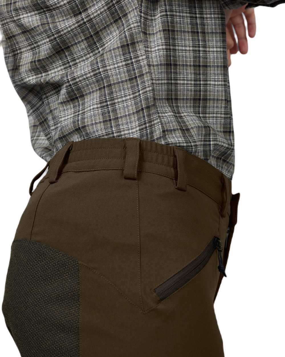 Pine Green coloured Seeland Womens Larch Membrane Trousers on White background #colour_pine-green