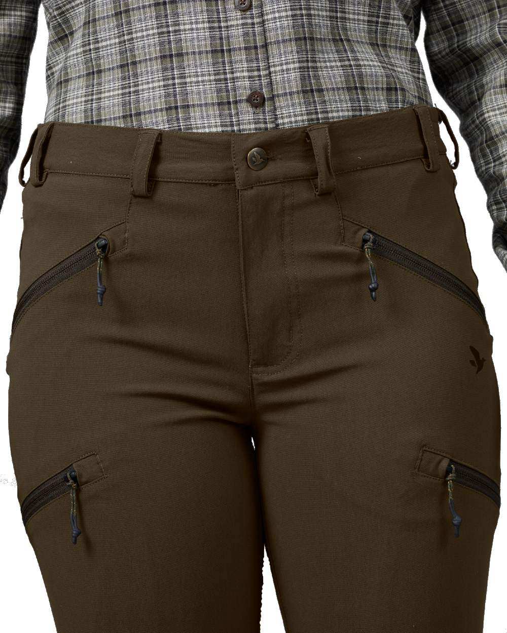 Pine Green coloured Seeland Womens Larch Stretch Trousers on White background #colour_pine-green