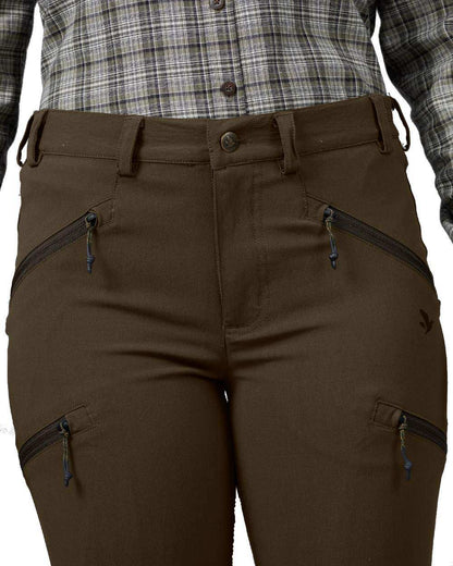 Pine Green coloured Seeland Womens Larch Stretch Trousers on White background #colour_pine-green