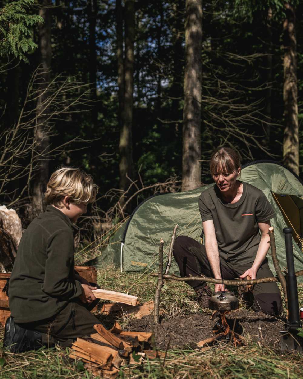 Grape Leaf Coloured Seeland Womens Leala T-Shirt on forest background #colour_grape-leaf