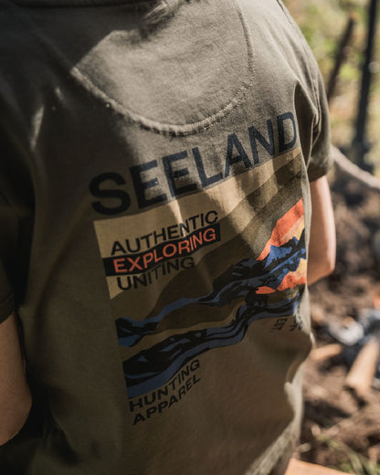 Grape Leaf Coloured Seeland Womens Leala T-Shirt on blurry background #colour_grape-leaf