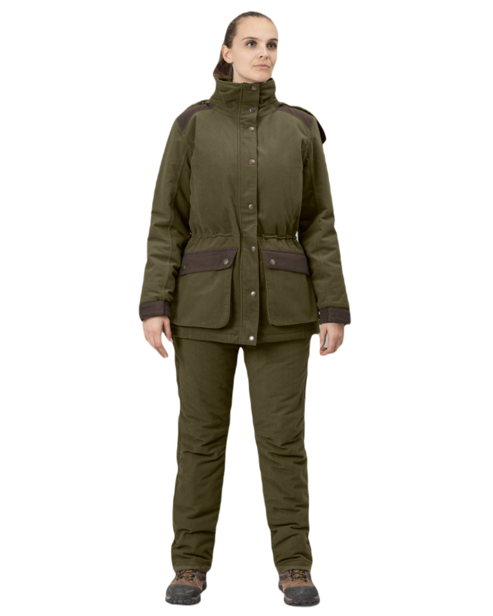 Pine Green Coloured Seeland Womens Max Warm II Jacket on White background #colour_pine-green