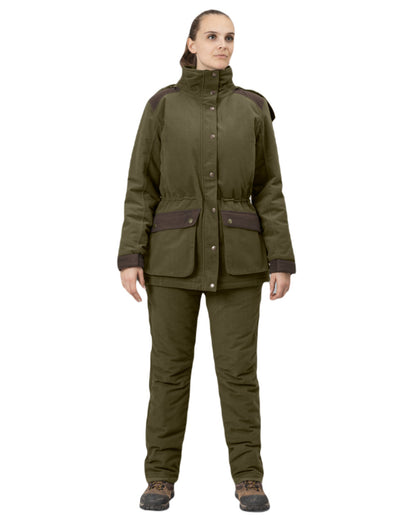 Pine Green Coloured Seeland Womens Max Warm II Jacket on White background #colour_pine-green