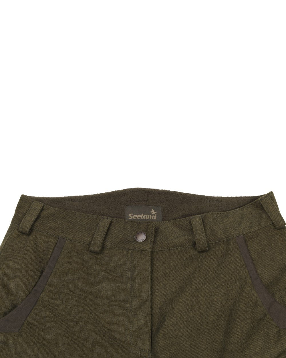 Pine Green Coloured Seeland Womens North Trousers on white background #colour_pine-green