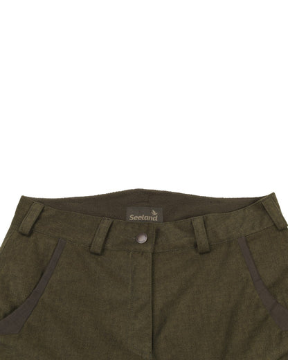 Pine Green Coloured Seeland Womens North Trousers on white background #colour_pine-green