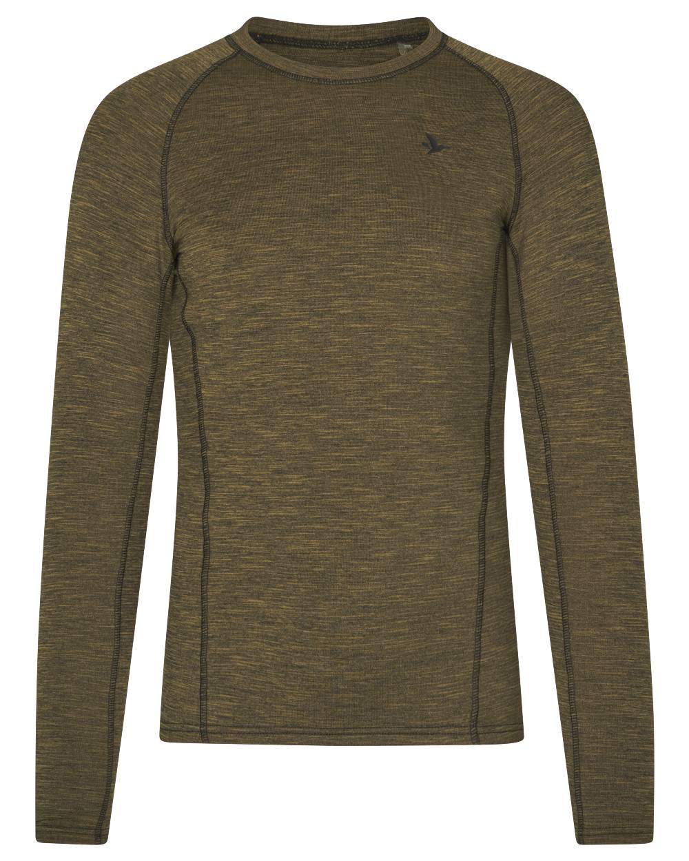 Military Olive Melange coloured Seeland Womens Peak Aia T-Shirt on white background #colour_military-olive-melange