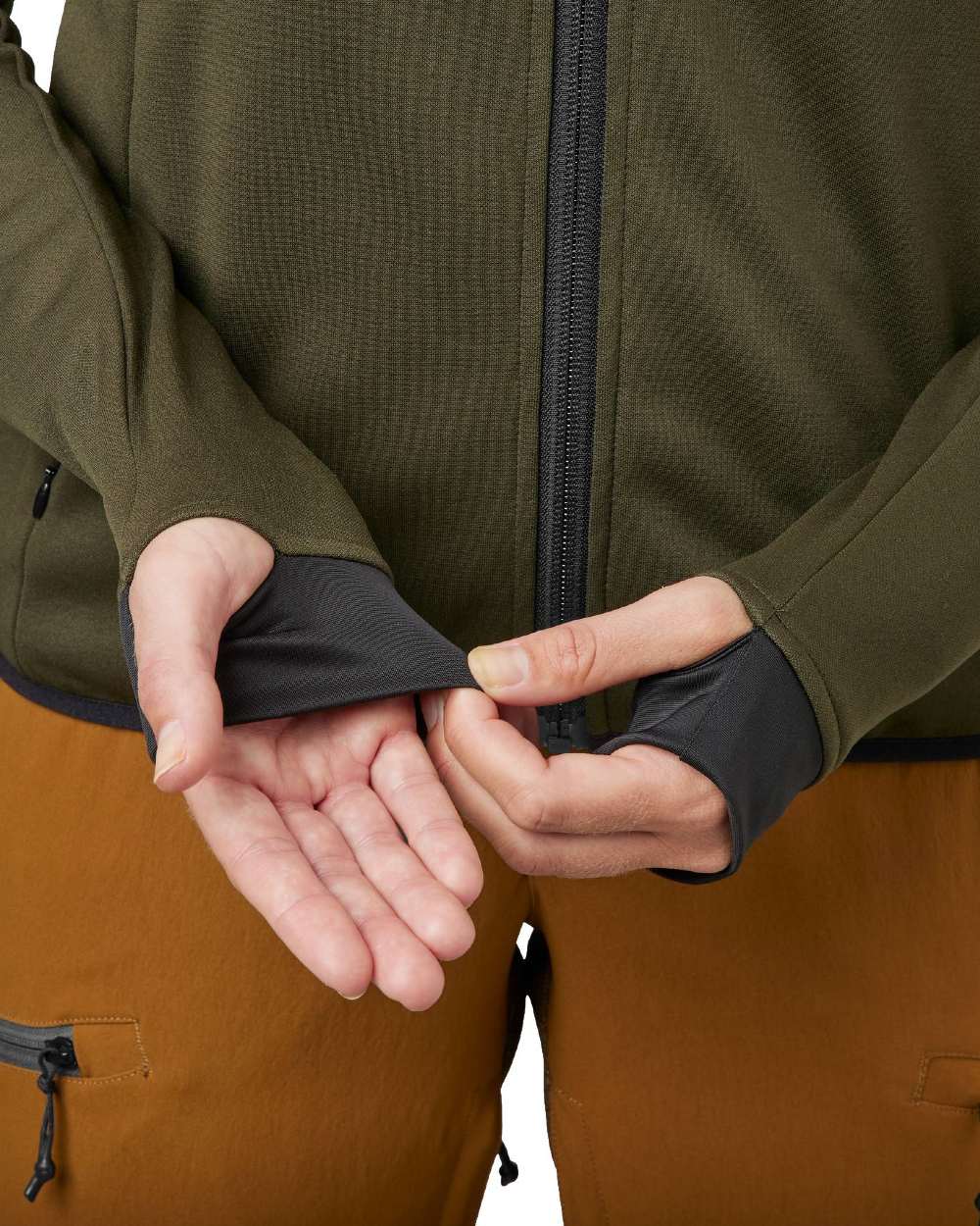 Pine Green Coloured Seeland Womens Power Fleece Jacket on White background #colour_pine-green