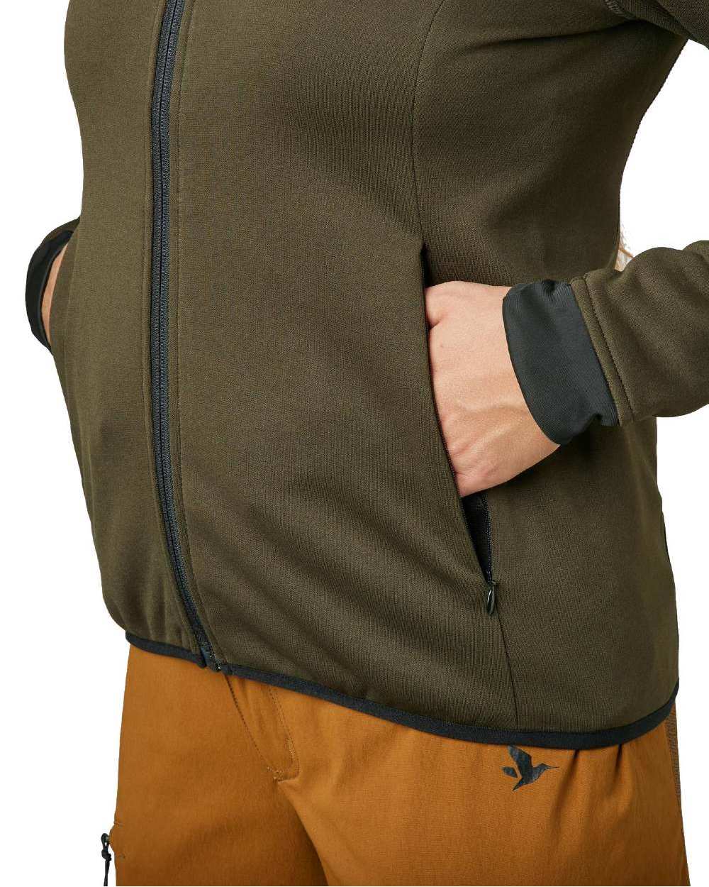 Pine Green Coloured Seeland Womens Power Fleece Jacket on White background #colour_pine-green