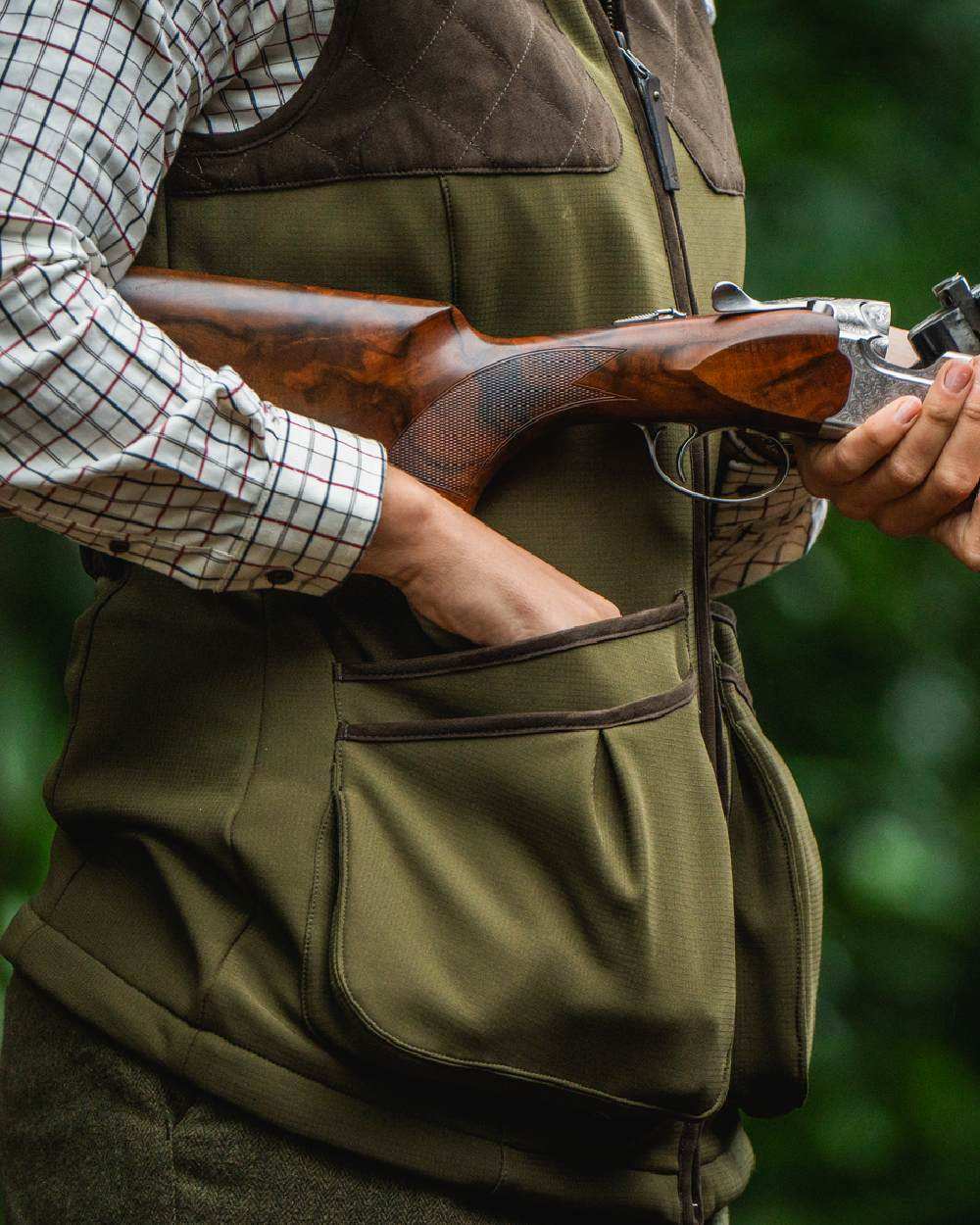 Light Pine Coloured Seeland Womens Wenlock Faye Waistcoat on forest background #colour_light-pine