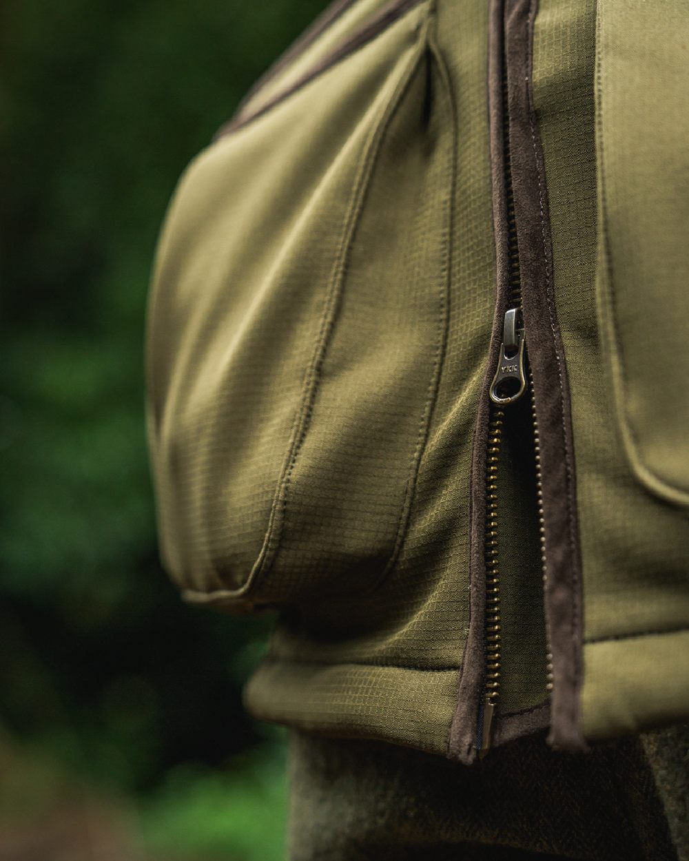 Light Pine Coloured Seeland Womens Wenlock Faye Waistcoat on forest background #colour_light-pine