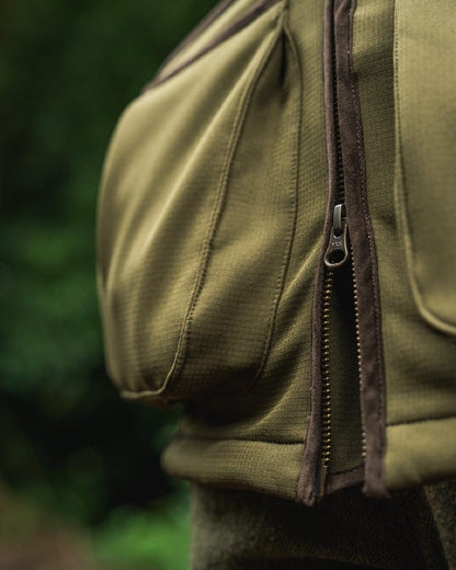 Light Pine Coloured Seeland Womens Wenlock Faye Waistcoat on forest background #colour_light-pine