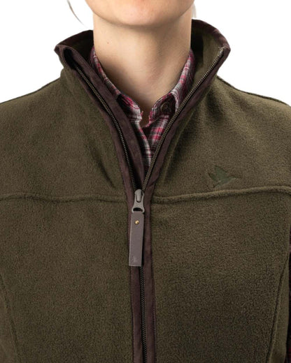Pine Green Melange Coloured Seeland Womens Woodcock Ivy Fleece Waistcoat on White background #colour_pine-green-melange