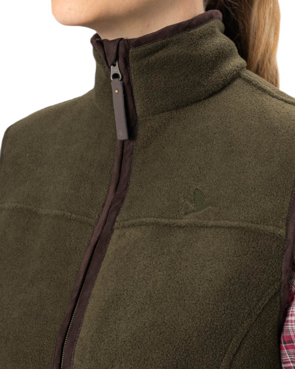 Pine Green Melange Coloured Seeland Womens Woodcock Ivy Fleece Waistcoat on White background #colour_pine-green-melange