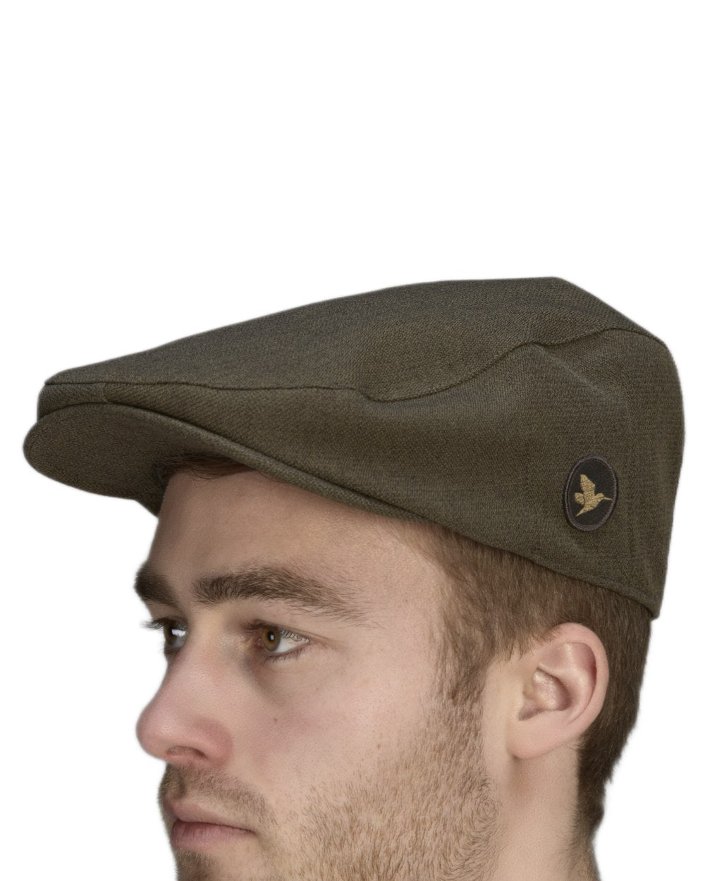 Shaded Olive coloured Seeland Woodcock Advanced Flat Cap on white background #colour_shaded-olive