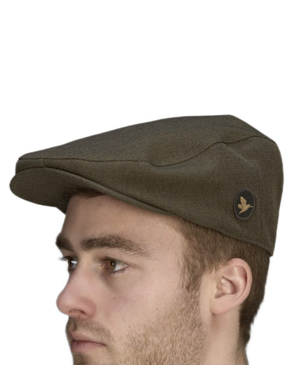 Shaded Olive coloured Seeland Woodcock Advanced Flat Cap on white background #colour_shaded-olive