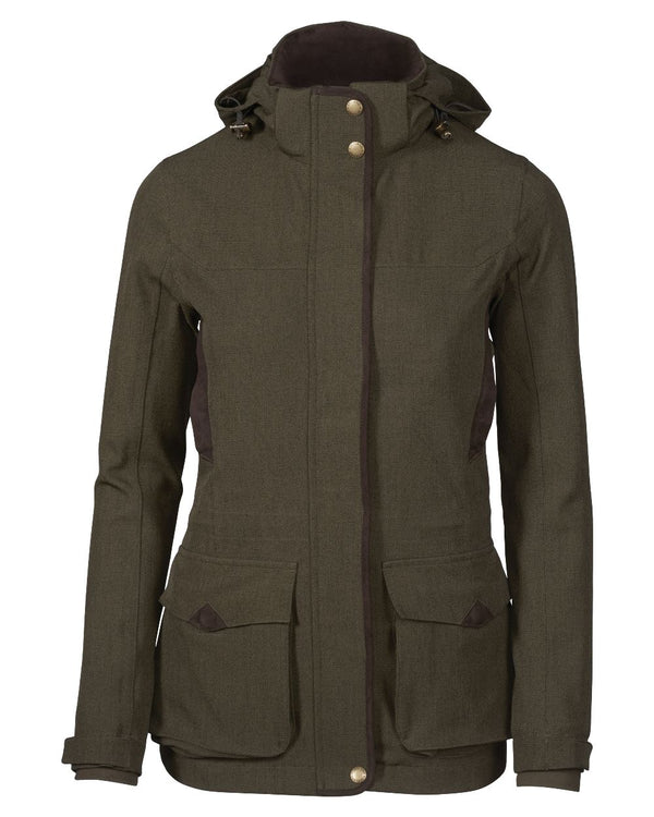 Shaded Olive coloured Seeland Woodcock Advanced Ladies Jacket on white background #colour_shaded-olive