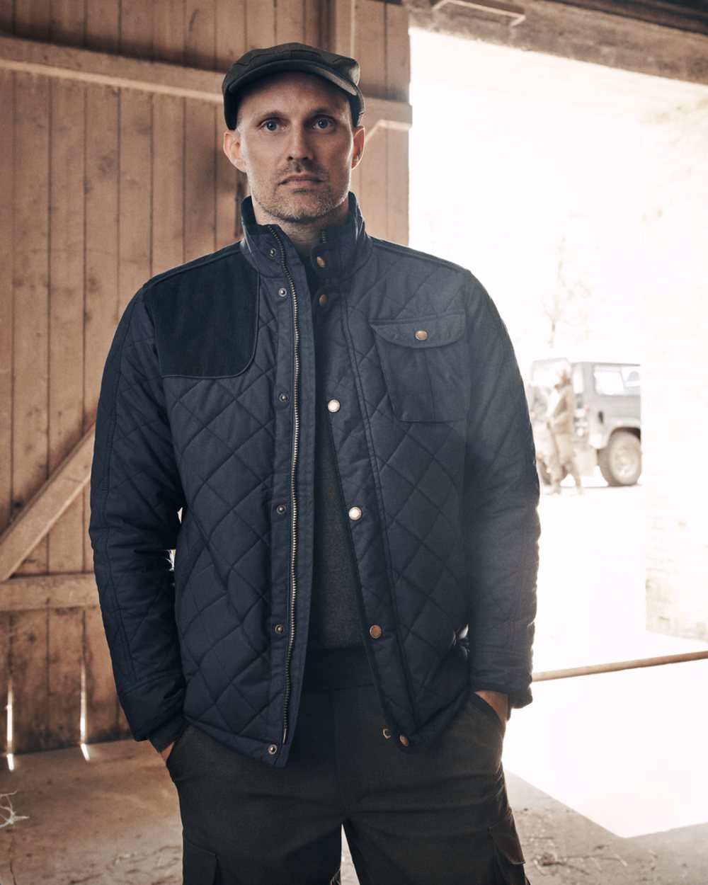 Classic Blue Coloured Seeland Woodcock Advanced Quilted Jacket on indoor background #colour_classic-blue