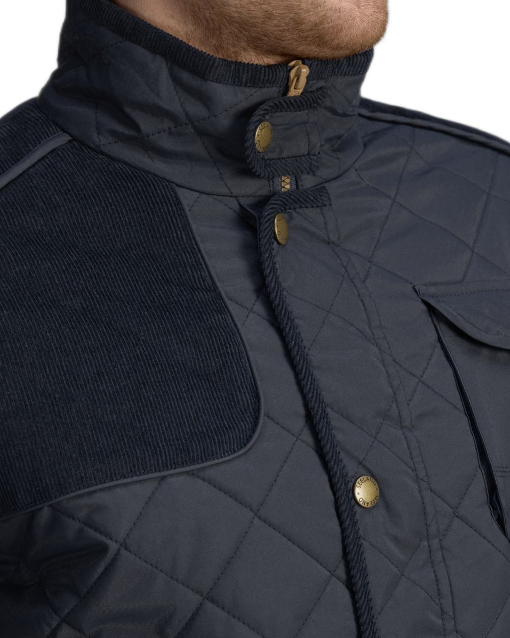 Classic Blue Coloured Seeland Woodcock Advanced Quilted Jacket on White background #colour_classic-blue